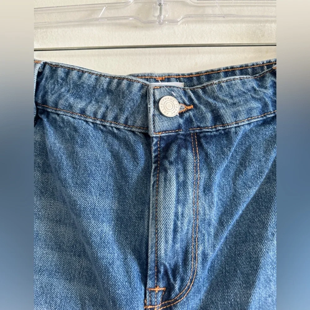 FRAME Denim Designer Blue Le Grand Garcon Cutoff Rolled Hem Jean Shorts size 34 - Picture 8 of 12